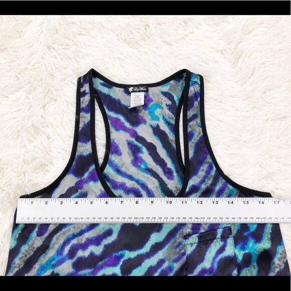 Lily White Blue Metallic Racerback Tank Top Size Small - Picture 4 of 6
